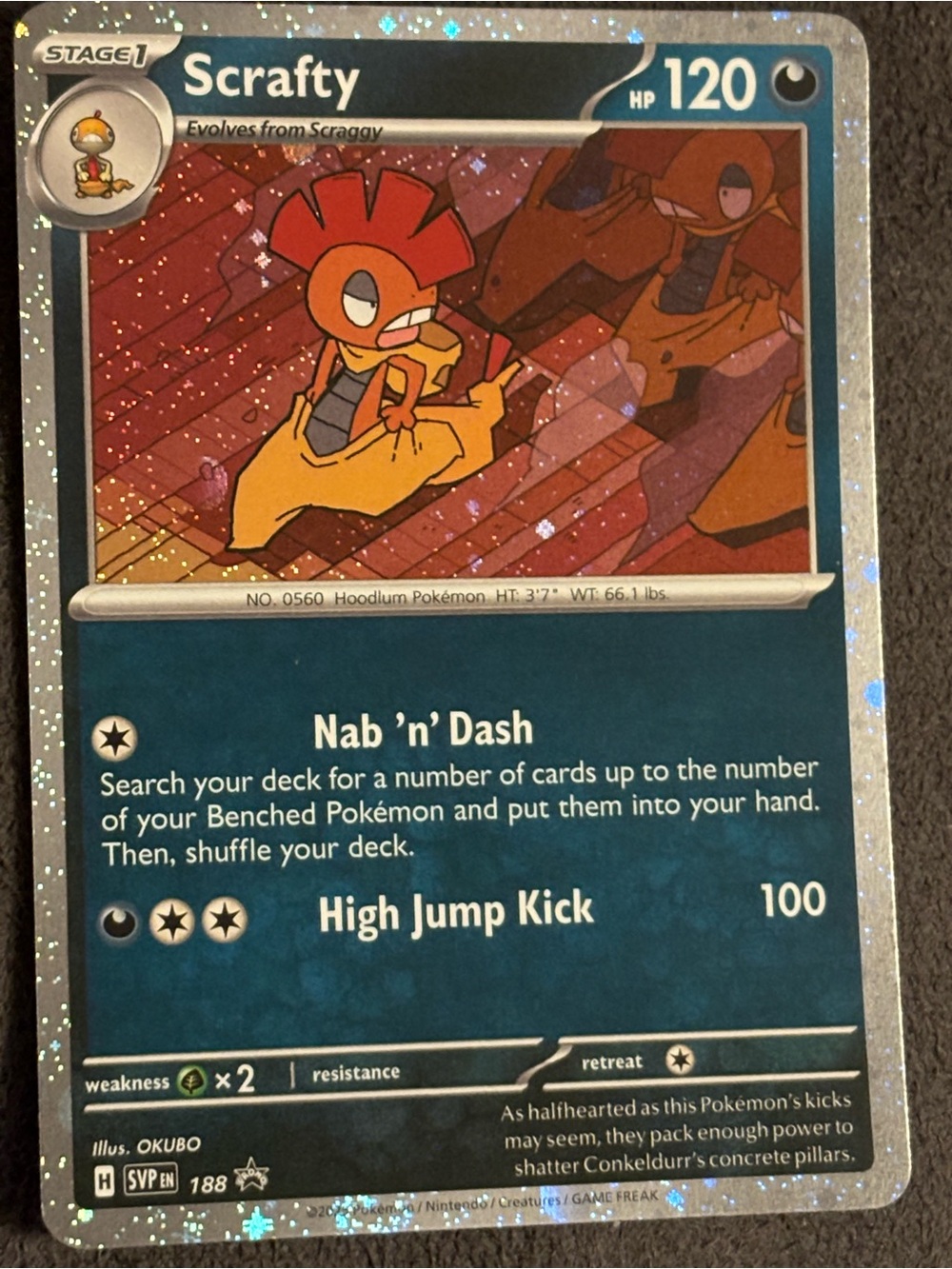 Scrafty Holo Promo Pokemon Card
